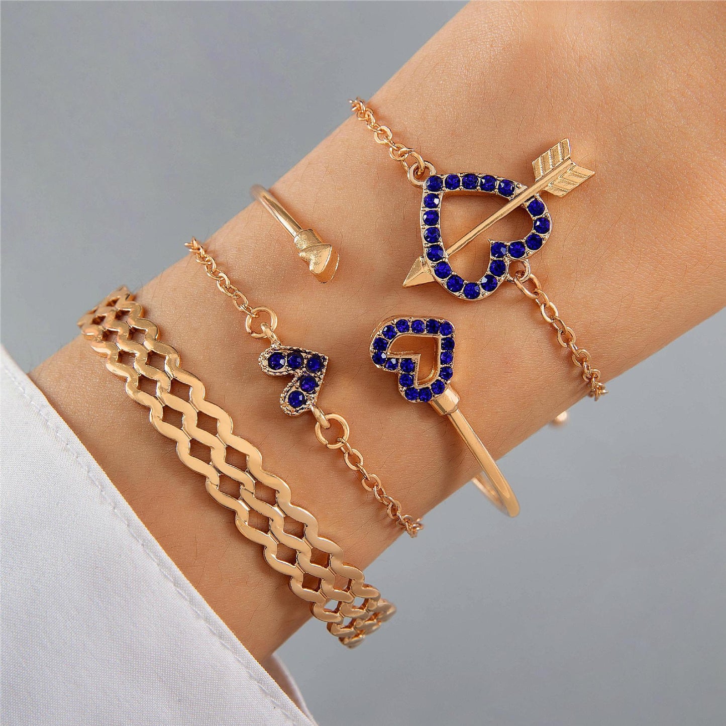 4 Bracelet Papillon-Amour-Fleur Bleu La Boutique du Bonheur