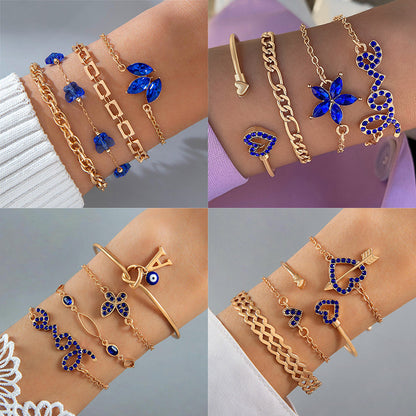 4 Bracelet Papillon-Amour-Fleur Bleu La Boutique du Bonheur