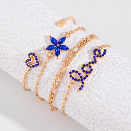 4 Bracelet Papillon-Amour-Fleur Bleu La Boutique du Bonheur