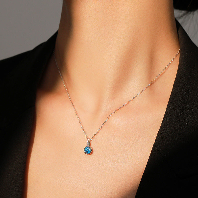 Ensemble Diamant Artificiel Bleu Collier + boucles d'oreilles La Boutique du Bonheur