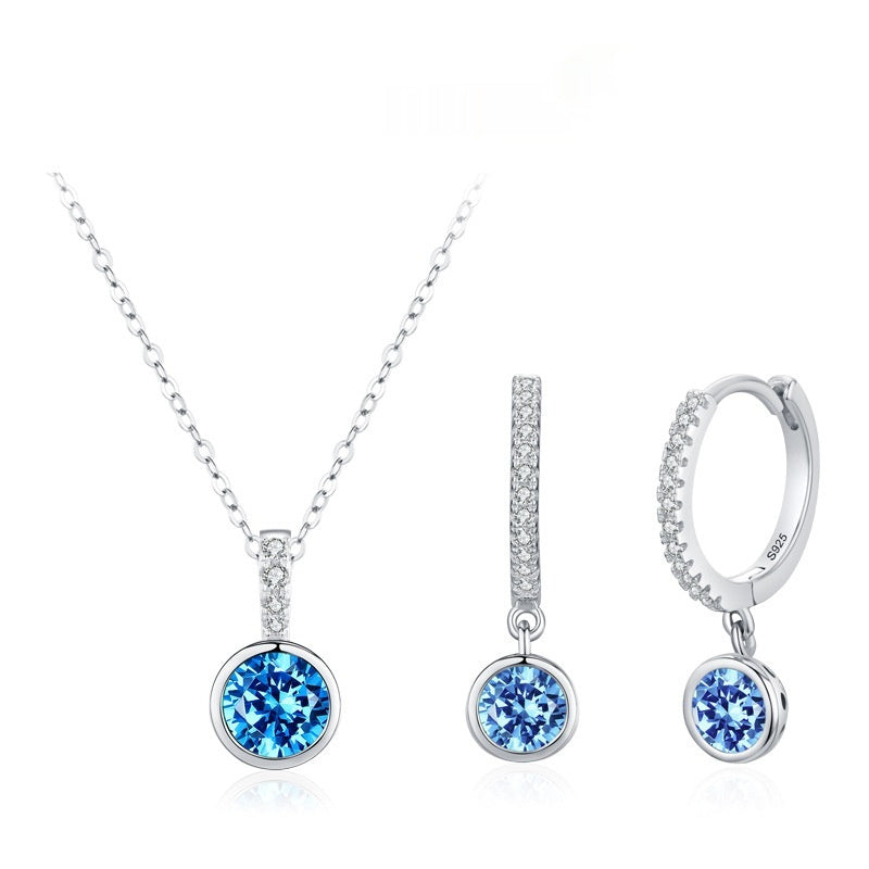 Ensemble Diamant Artificiel Bleu Collier + boucles d'oreilles La Boutique du Bonheur